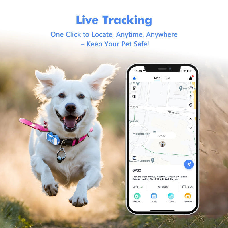 Smart waterproof GPS tracker for dogs and cats