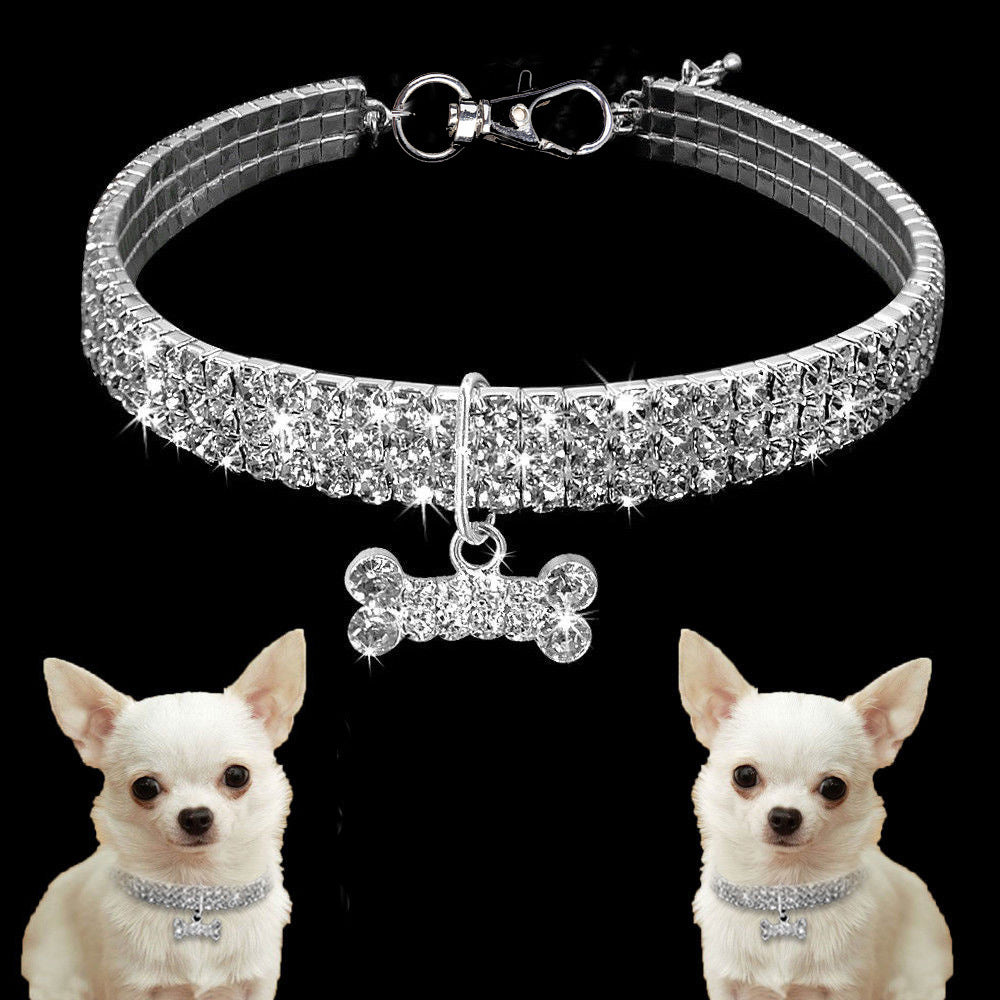 Bling Rhinestone Dog & Cat Collar – Crystal Leash for Small & Medium Pets
