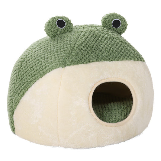 Pet Nest for Small Cats & Dogs – Little Frog Plush Bed, Cozy Autumn/Winter Mat (Up to 5KG)