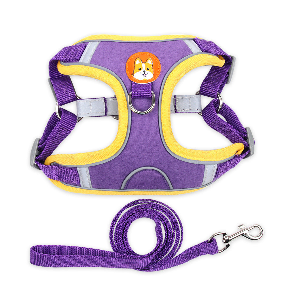 Reflective Dog & Cat Harness with Soft Mesh Chest Strap – Adjustable Pet Leash Set