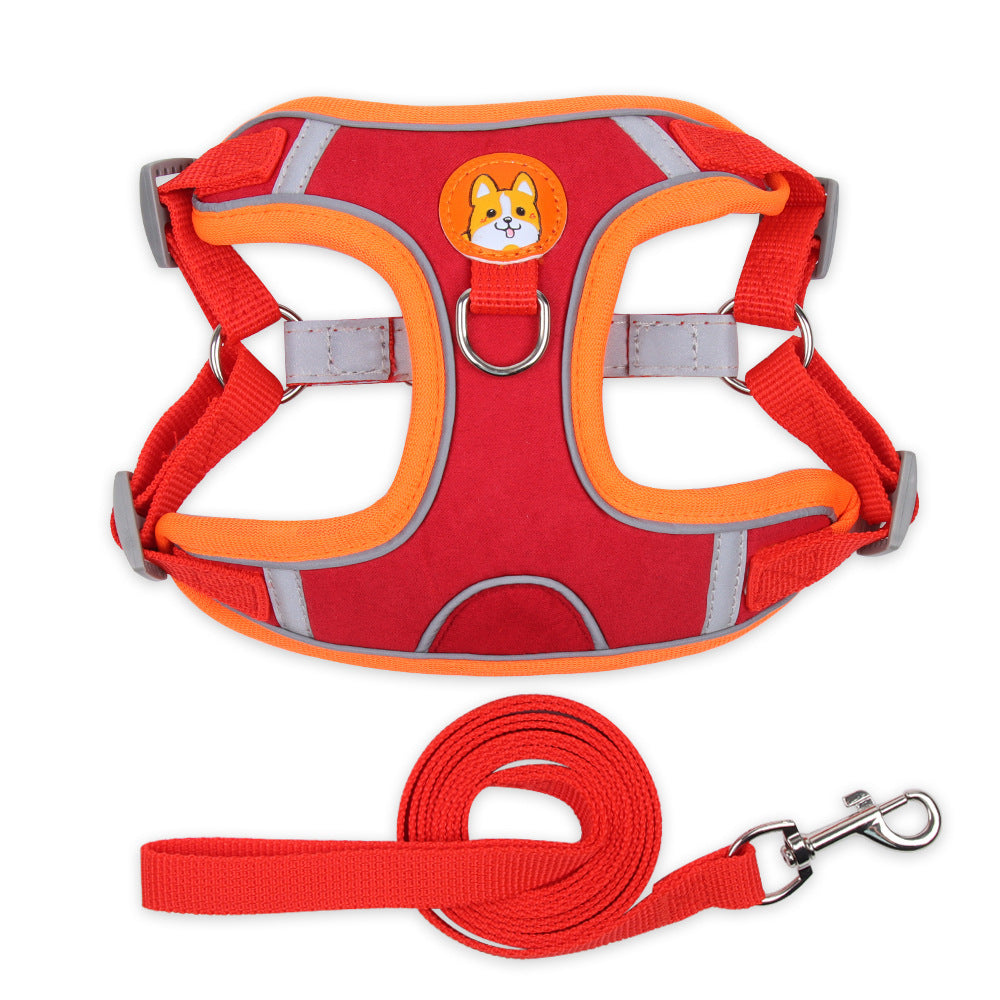 Reflective Dog & Cat Harness with Soft Mesh Chest Strap – Adjustable Pet Leash Set