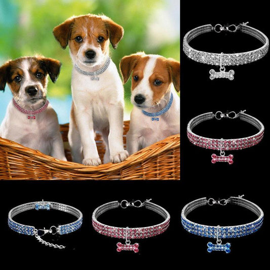 Bling Rhinestone Dog & Cat Collar – Crystal Leash for Small & Medium Pets