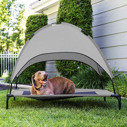 Pet Outdoor Loft Bed with Sunshade – Elevated Dog Camping Tent