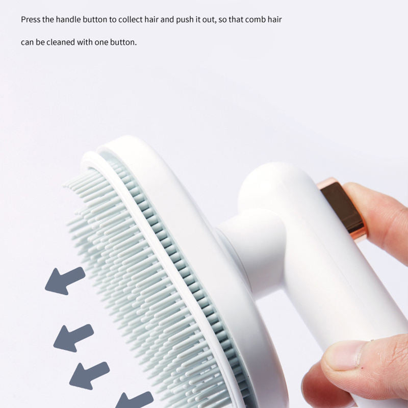 Self-cleaning pet comb for cats and dogs removing loose hair – PetAura