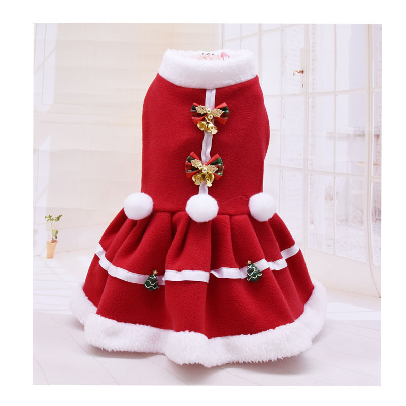 Christmas Pet Dress – Fashion Fleece Skirt for Cats & Small Dogs | PetAura