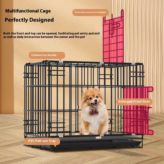 Small dog and cat portable pet crate with toilet divider for indoor training