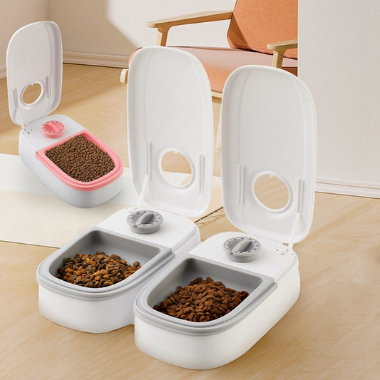 Automatic pet feeder with smart timer and stainless steel bowl for cats and dogs