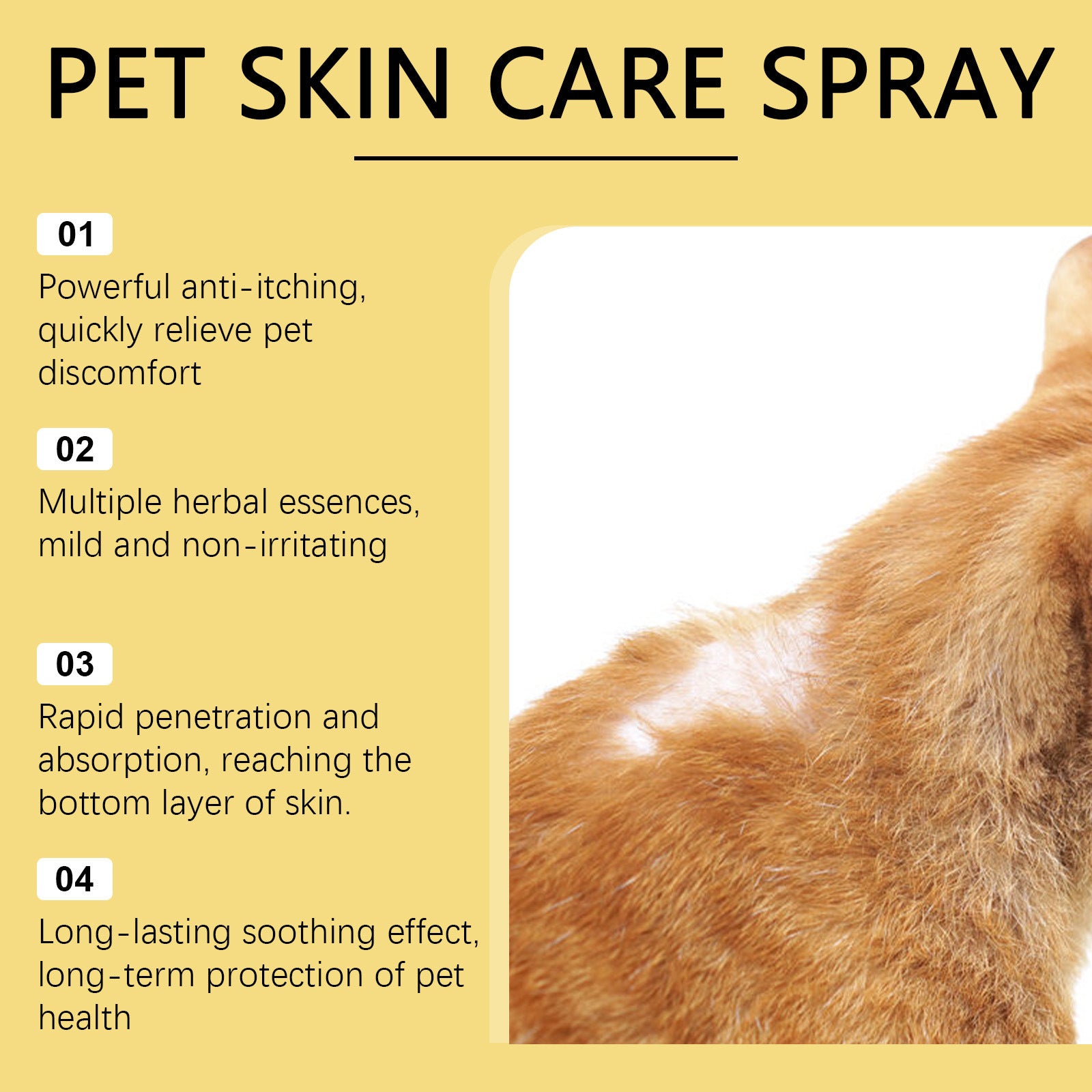 Gentle pet skin care spray for dogs and cats