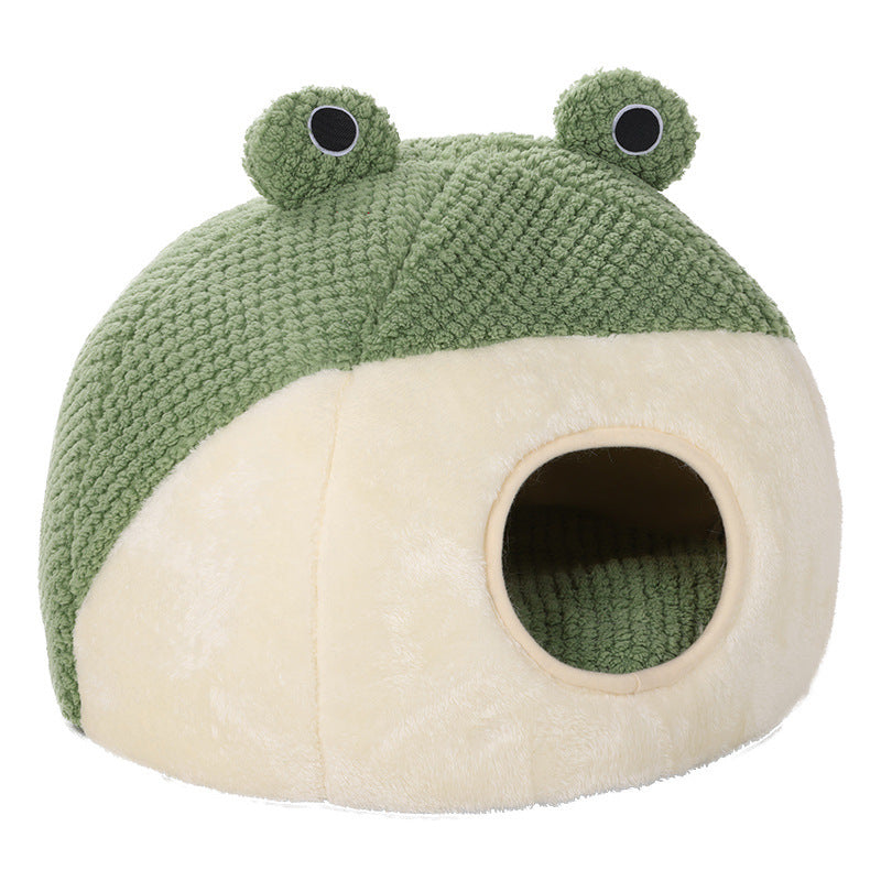 Pet Nest for Small Cats & Dogs – Little Frog Plush Bed, Cozy Autumn/Winter Mat (Up to 5KG)