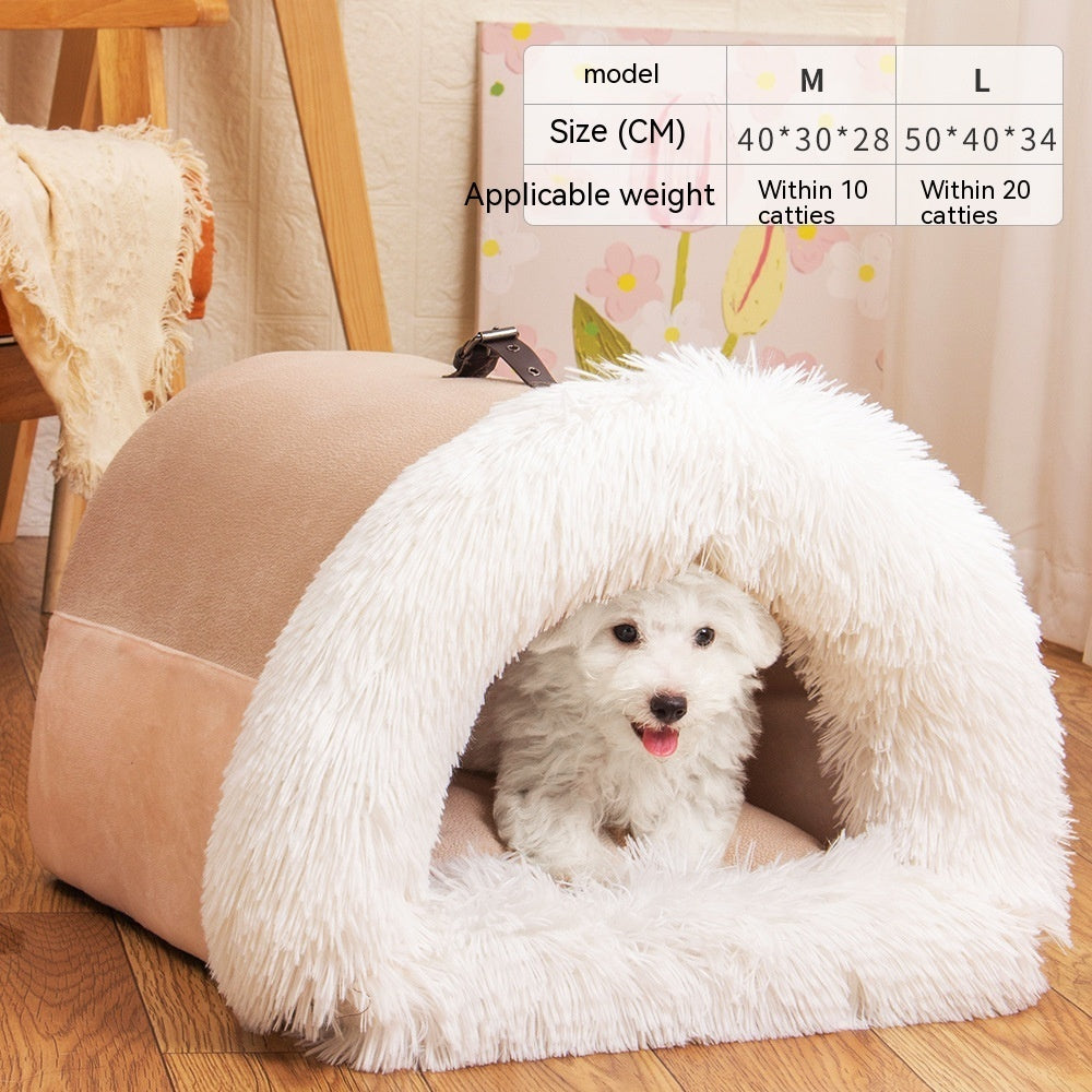 Splice Portable Warm Pet Nest – Cozy Autumn & Winter Dog & Cat Bed, Moisture-Proof & Soft for Long Fur Pets