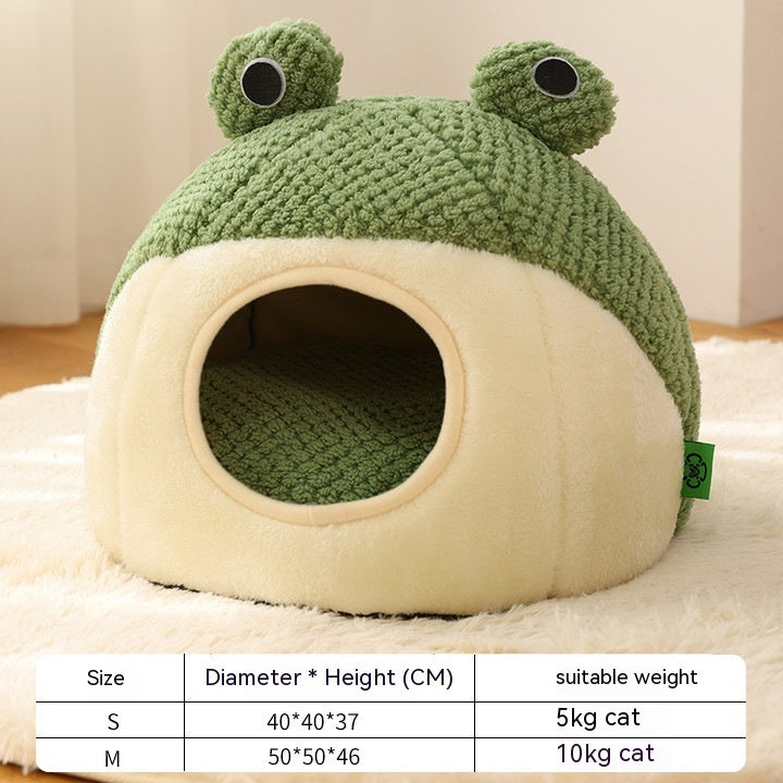 Pet Nest for Small Cats & Dogs – Little Frog Plush Bed, Cozy Autumn/Winter Mat (Up to 5KG)
