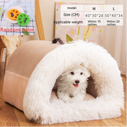 Splice Portable Warm Pet Nest – Cozy Autumn & Winter Dog & Cat Bed, Moisture-Proof & Soft for Long Fur Pets