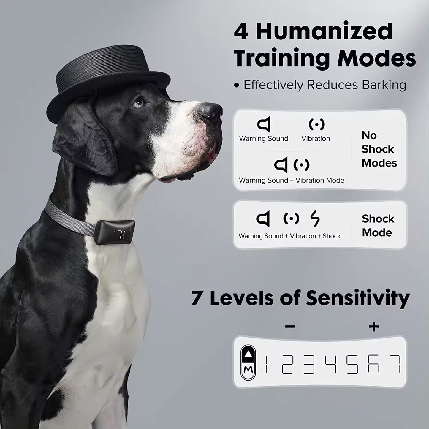 Smart bark control training collar for dogs – adjustable, rechargeable, and weatherproof by PetAura.