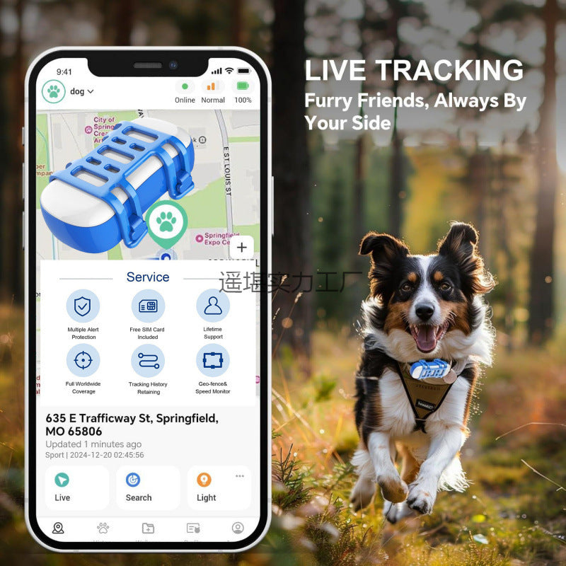 Smart waterproof GPS tracker for dogs and cats