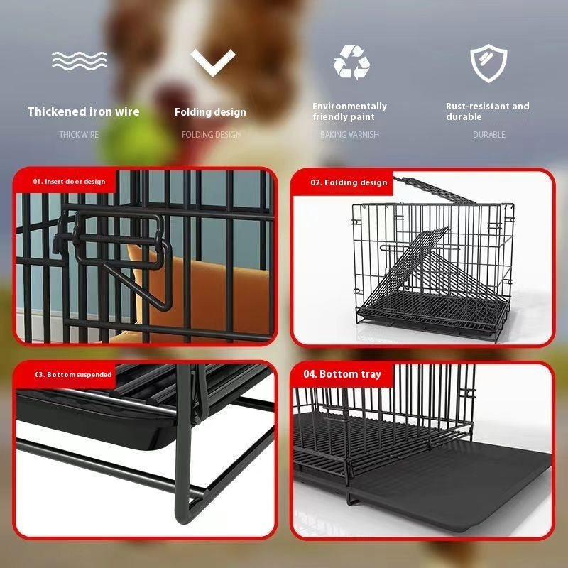 Portable Pet Crate with Toilet Divider – Small Dog & Cat Cage for Indoor Use
