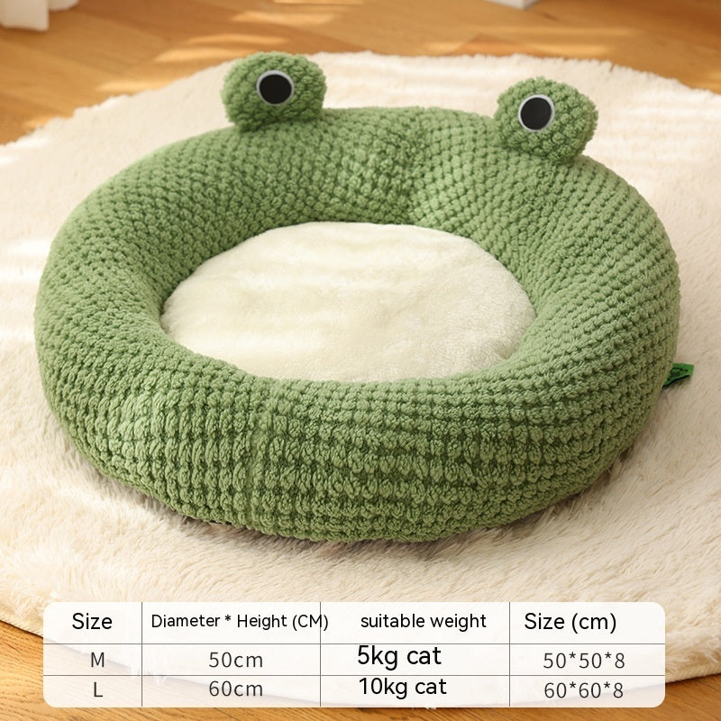 Pet Nest for Small Cats & Dogs – Little Frog Plush Bed, Cozy Autumn/Winter Mat (Up to 5KG)