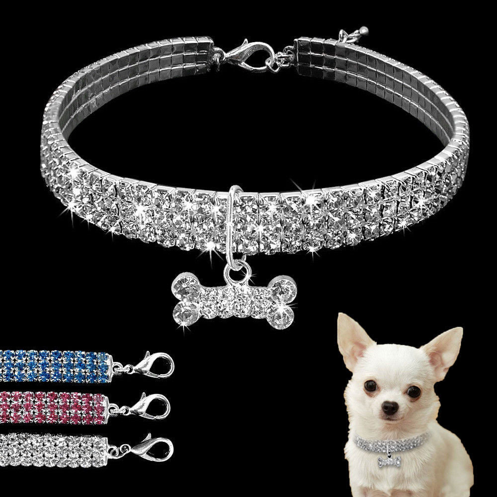 Bling Rhinestone Dog & Cat Collar – Crystal Leash for Small & Medium Pets