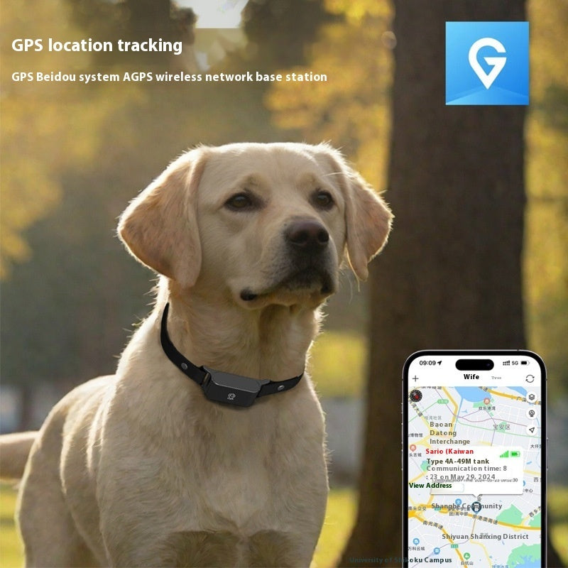 Smart GPS pet tracking collar for dogs and cats – waterproof real-time locator by PetAura.