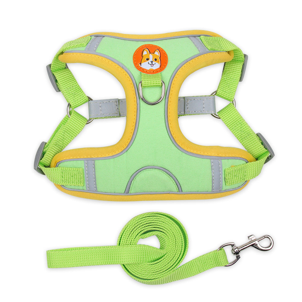 Reflective Dog & Cat Harness with Soft Mesh Chest Strap – Adjustable Pet Leash Set