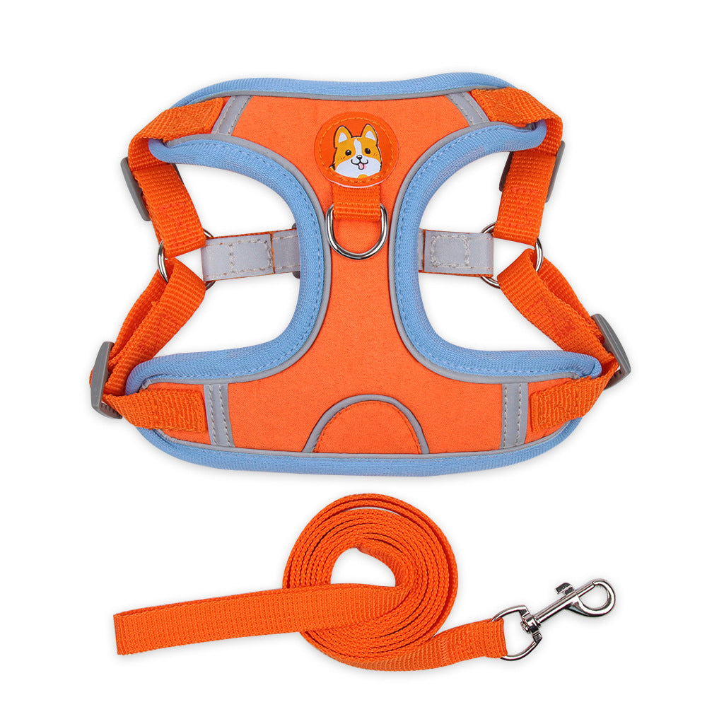 Reflective Dog & Cat Harness with Soft Mesh Chest Strap – Adjustable Pet Leash Set