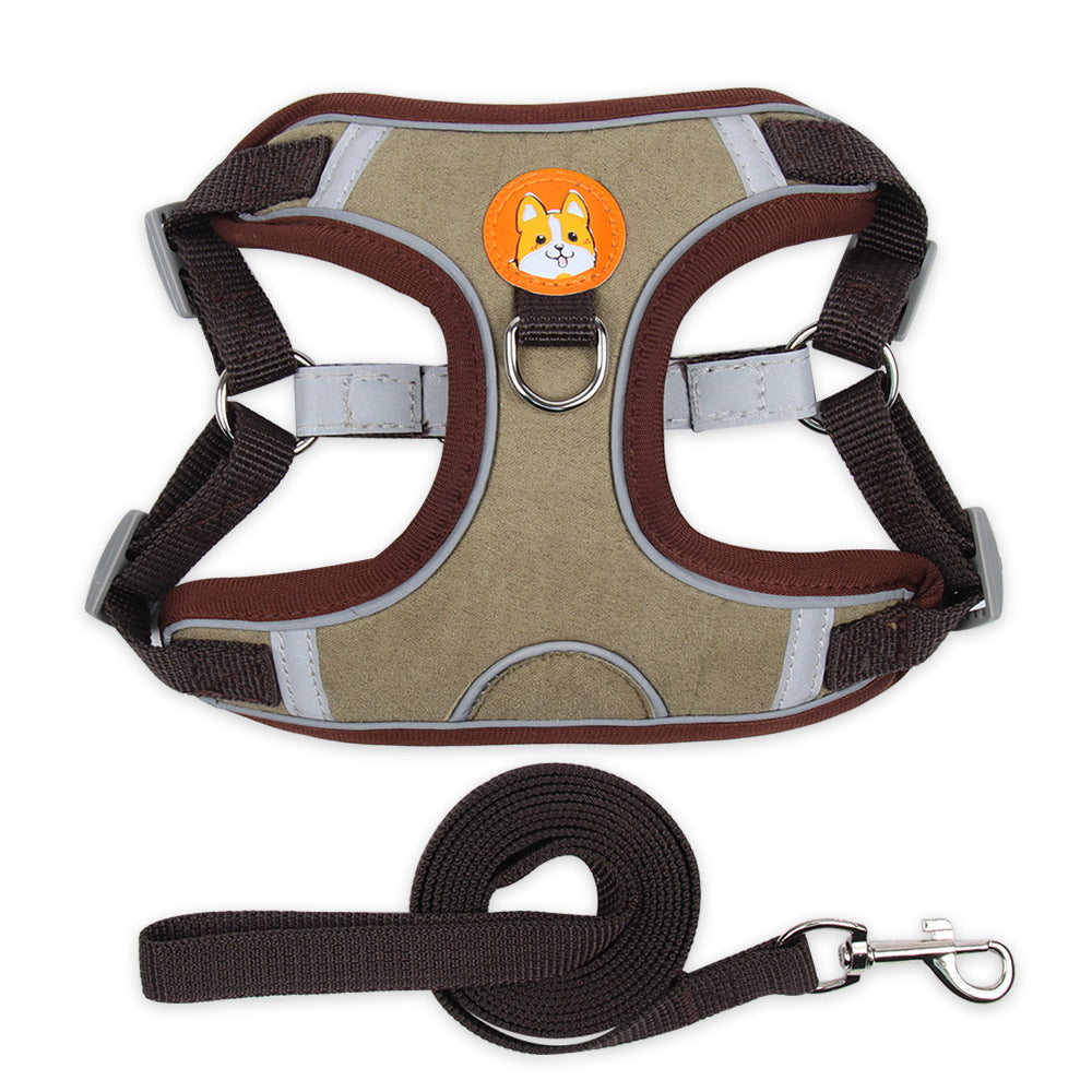 Reflective Dog & Cat Harness with Soft Mesh Chest Strap – Adjustable Pet Leash Set