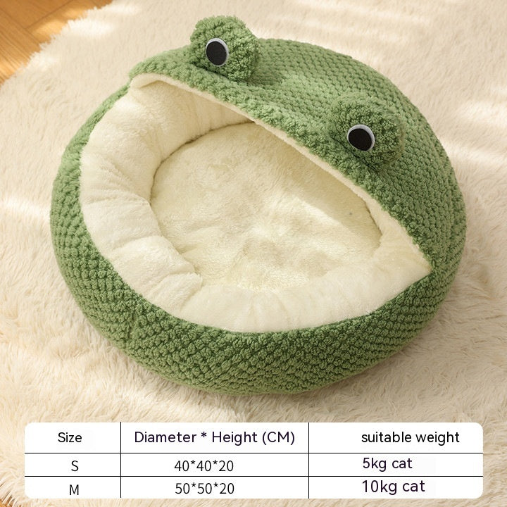 Pet Nest for Small Cats & Dogs – Little Frog Plush Bed, Cozy Autumn/Winter Mat (Up to 5KG)